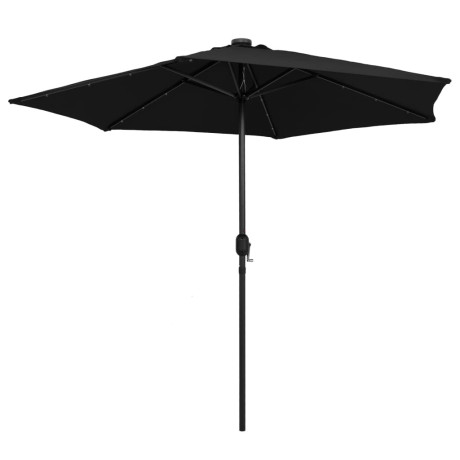 vidaXL Parasol met LED-verlichting en aluminium paal 270 cm zwart afbeelding3 - 1