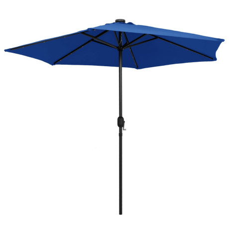 vidaXL Parasol met LED-verlichting en aluminium paal 270 cm azuurblauw afbeelding3 - 1