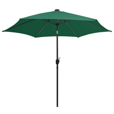 vidaXL Parasol met LED-verlichting en aluminium paal 300 cm groen afbeelding3 - 1