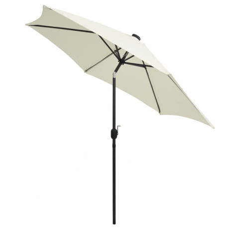 vidaXL Parasol met LED-verlichting en aluminium paal 300 cm zandwit afbeelding3 - 1