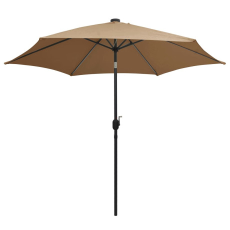 vidaXL Parasol met LED-verlichting en aluminium paal 300 cm taupe afbeelding3 - 1