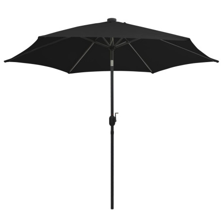 vidaXL Parasol met LED-verlichting en aluminium paal 300 cm zwart afbeelding3 - 1