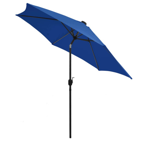 vidaXL Parasol met LED-verlichting en aluminium paal 300 cm azuurblauw afbeelding3 - 1