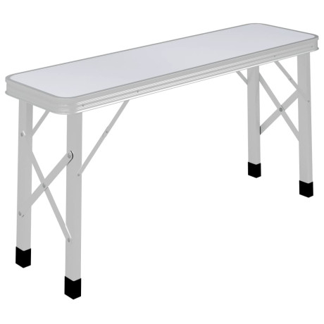 vidaXL Campingtafel inklapbaar met 2 banken aluminium wit afbeelding3 - 1