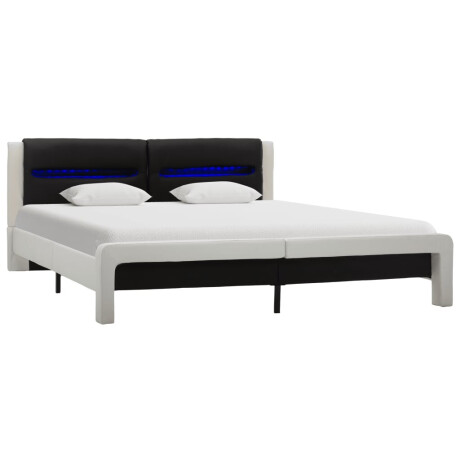 vidaXL Bedframe met LED kunstleer wit en zwart 180x200 cm afbeelding3 - 1