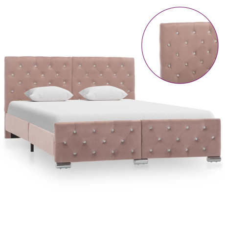 vidaXL Bedframe fluweel roze 140x200 cm afbeelding3 - 1