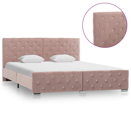 vidaXL Bedframe fluweel roze 160x200 cm afbeelding3 - 1