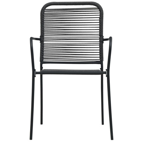vidaXL Tuinstoelen 2 st katoenen touw en staal zwart afbeelding3 - 1
