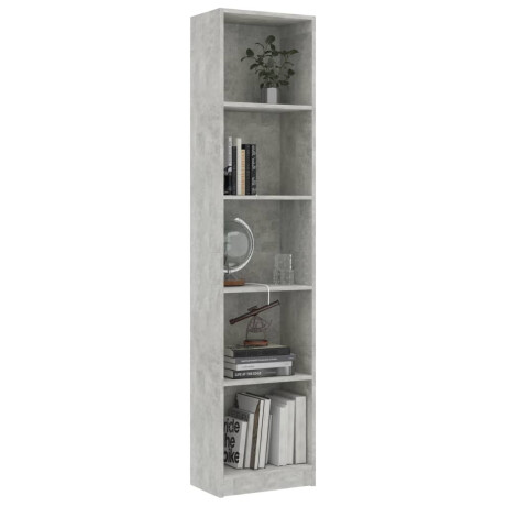 vidaXL Boekenkast met 5 schappen 40x24x175 cm bewerkt hout betongrijs afbeelding3 - 1