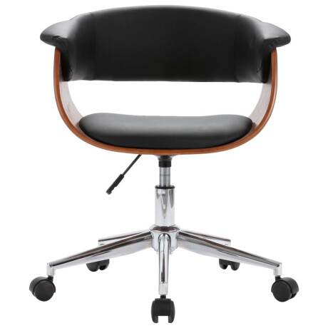 vidaXL Eetkamerstoel draaibaar gebogen hout en kunstleer zwart afbeelding3 - 1