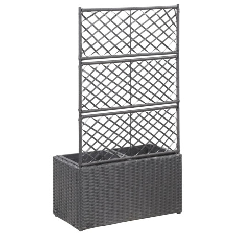 vidaXL Latwerkplantenbak verhoogd met potten 58x30x107 cm rattan zwart afbeelding3 - 1