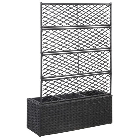 vidaXL Latwerkplantenbak verhoogd met potten 83x30x130 cm rattan zwart afbeelding3 - 1