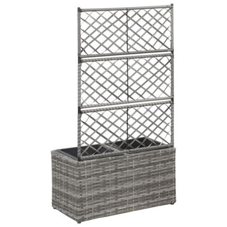 vidaXL Latwerkplantenbak verhoogd met potten 58x30x107 cm rattan grijs afbeelding3 - 1