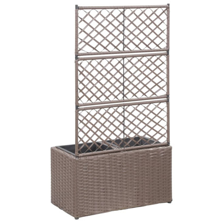 vidaXL Latwerkplantenbak verhoogd met potten 58x30x107 cm rattan bruin afbeelding3 - 1