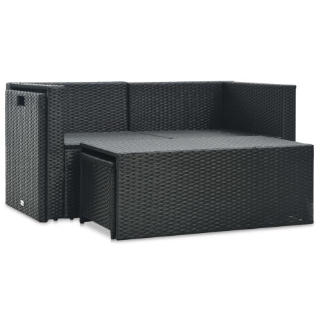vidaXL 6-delige Loungeset met kussens poly rattan zwart afbeelding3 - 1
