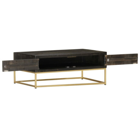 vidaXL Salontafel 90x50x35 cm massief mangohout zwart en goudkleurig afbeelding3 - 1