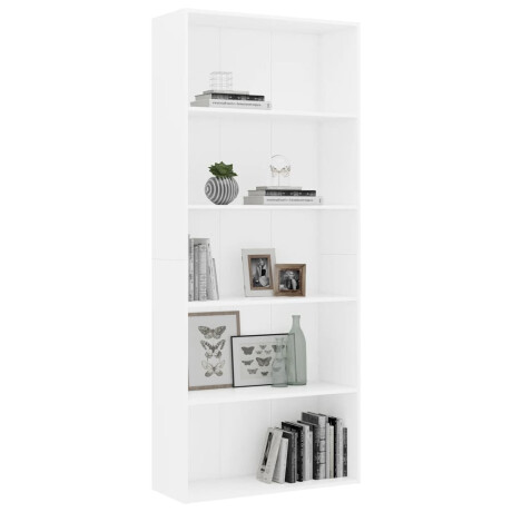 vidaXL Boekenkast met 5 schappen 80x30x189 cm bewerkt hout wit afbeelding3 - 1