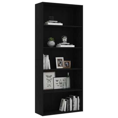 vidaXL Boekenkast met 5 schappen 80x30x189 cm bewerkt hout zwart afbeelding3 - 1