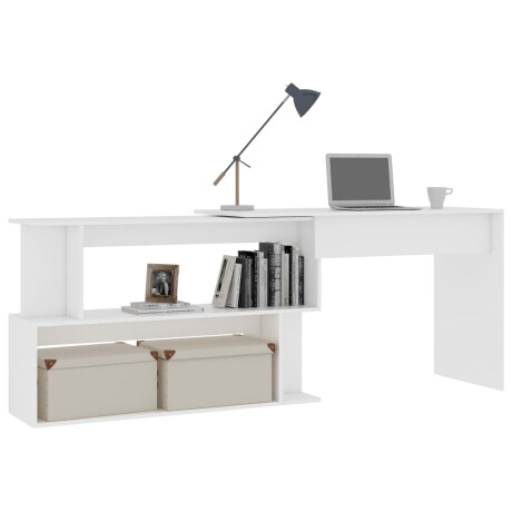 vidaXL Hoekbureau 200x50x76 cm bewerkt hout wit afbeelding3 - 1