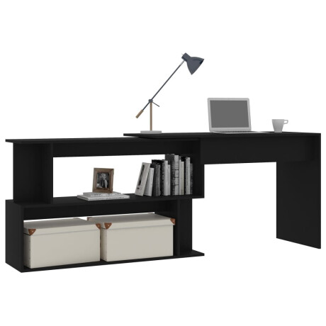 vidaXL Hoekbureau 200x50x76 cm bewerkt hout zwart afbeelding3 - 1