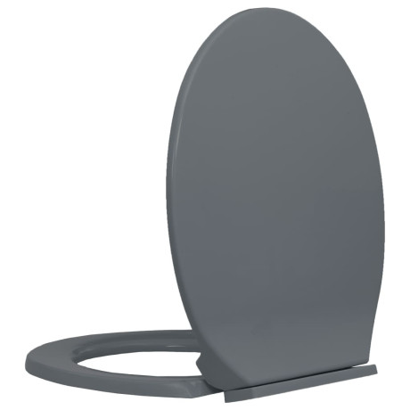 vidaXL Toiletbril soft-close ovaal grijs afbeelding3 - 1