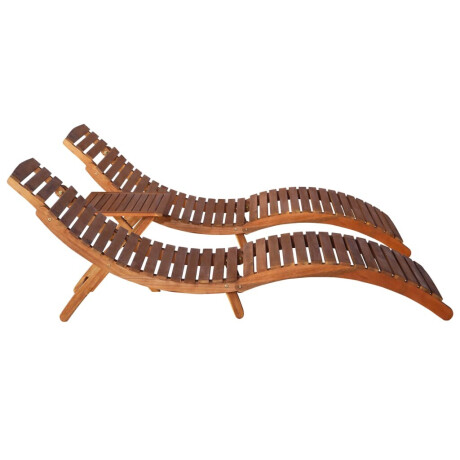 vidaXL Ligbedden met theetafel 3-delig massief acaciahout afbeelding3 - 1