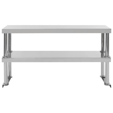 vidaXL Verhoging voor werktafel 2-laags 120x30x65 cm roestvrij staal afbeelding3 - 1