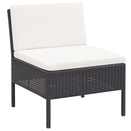 vidaXL 3-delige Loungeset met kussens poly rattan zwart afbeelding3 - 1