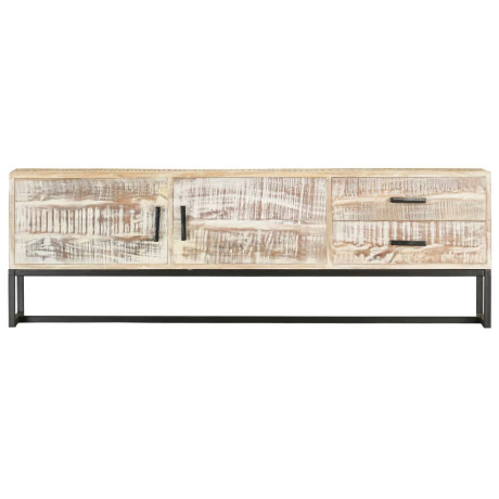 vidaXL Tv-meubel 140x30x45 cm massief acaciahout wit afbeelding3 - 1
