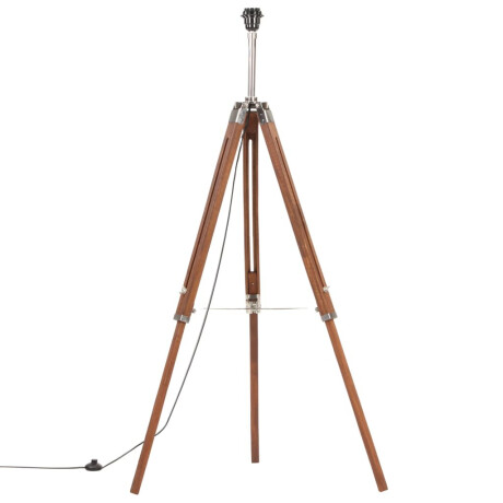 vidaXL Vloerlamp driepoot 141 cm massief teakhout honingbruin en grijs afbeelding3 - 1