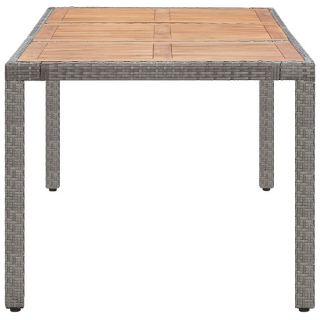 vidaXL Tuintafel 190x90x75 cm poly rattan en massief acaciahout grijs afbeelding3 - 1