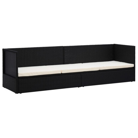 vidaXL Tuinbed met kussens poly rattan zwart afbeelding3 - 1