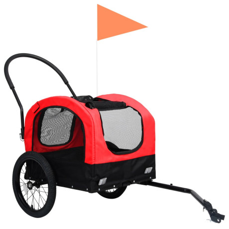 vidaXL Fietstrailer en kinderwagen 2-in-1 rood en zwart afbeelding3 - 1