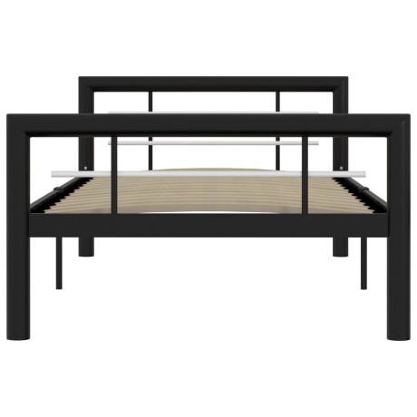 vidaXL Bedframe metaal zwart en wit 90x200 cm afbeelding3 - 1