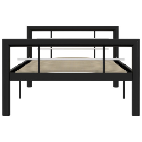 vidaXL Bedframe metaal zwart en wit 90x200 cm afbeelding3 - 1