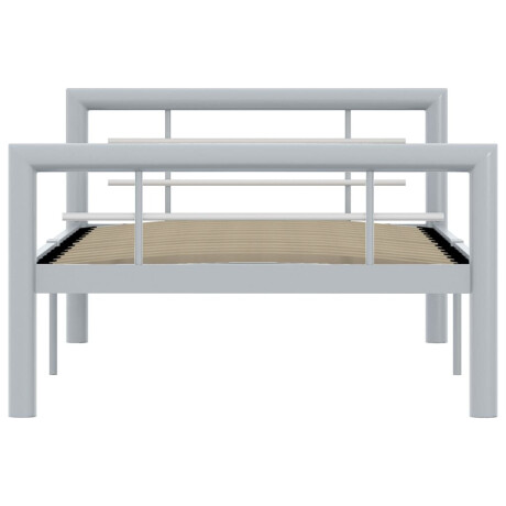vidaXL Bedframe metaal grijs en wit 100x200 cm afbeelding3 - 1