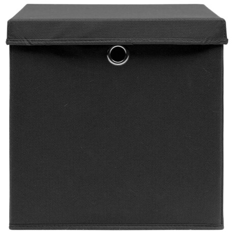 vidaXL Opbergboxen met deksel 10 st 32x32x32 cm stof zwart afbeelding3 - 1