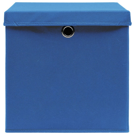 vidaXL Opbergboxen met deksel 10 st 32x32x32 cm stof blauw afbeelding3 - 1