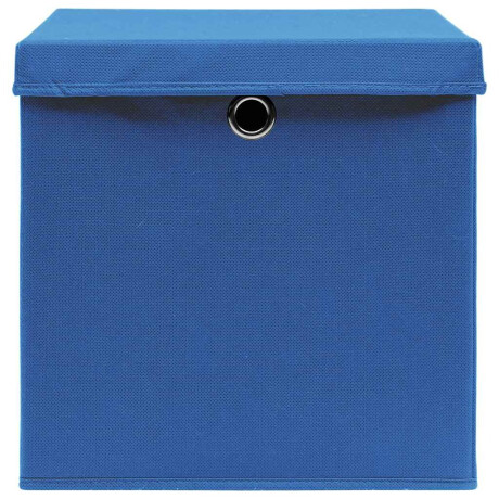 vidaXL Opbergboxen met deksel 10 st 32x32x32 cm stof blauw afbeelding3 - 1