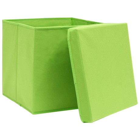 vidaXL Opbergboxen met deksel 4 st 32x32x32 cm stof groen afbeelding3 - 1