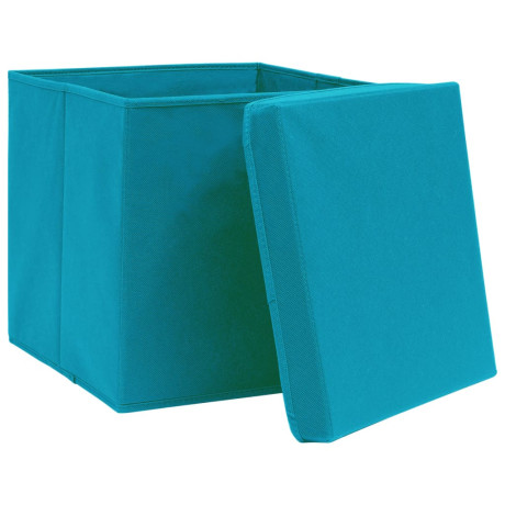 vidaXL Opbergboxen met deksel 4 st 32x32x32 cm stof babyblauw afbeelding3 - 1
