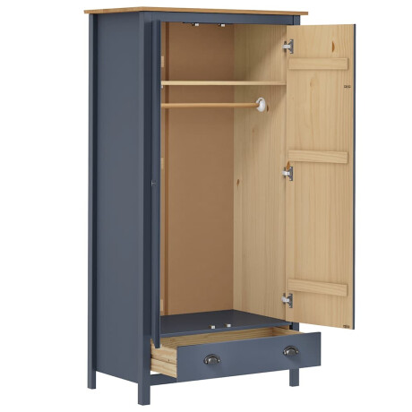 vidaXL Kledingkast Hill 2 deuren 89x50x170 cm massief grenenhout grijs afbeelding3 - 1