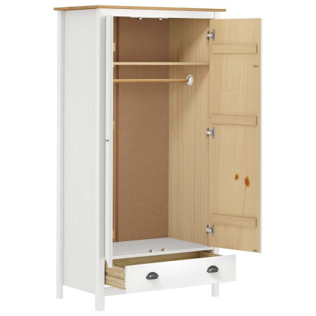 vidaXL Kledingkast Hill 2 deuren 89x50x170 cm massief grenenhout wit afbeelding3 - 1