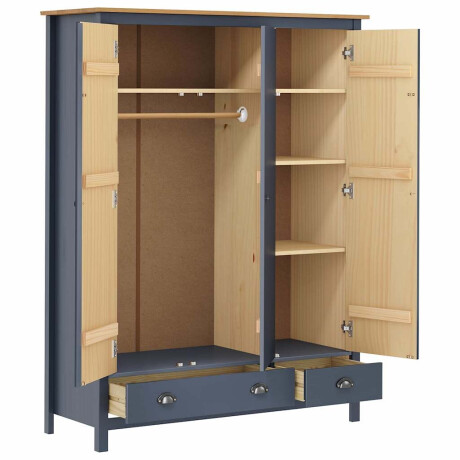 vidaXL Kledingkast Hill 3 deuren 127x50x170 cm grenenhout grijs afbeelding3 - 1