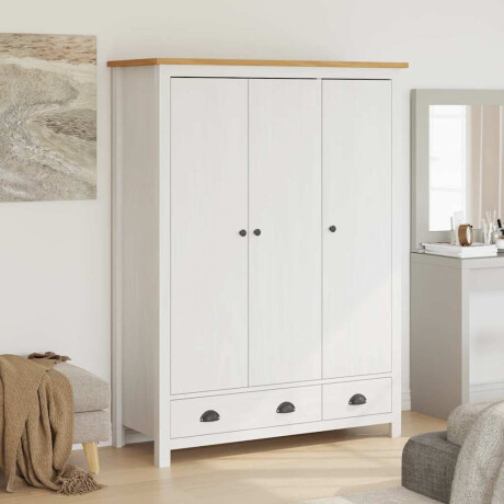 vidaXL Kledingkast Hill 3 deuren 127x50x170 cm massief grenenhout wit afbeelding3 - 1