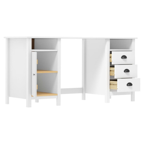 vidaXL Bureau Hill 150x50x74 cm massief grenenhout wit afbeelding3 - 1