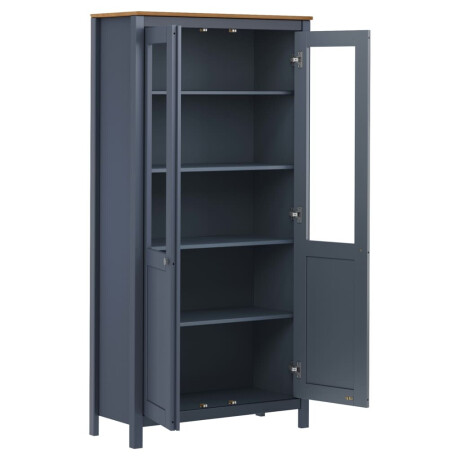 vidaXL Hoge kast Hill 85x37x170,5 cm massief grenenhout grijs afbeelding3 - 1