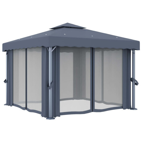 vidaXL Prieel met gordijn 3x3 m aluminium antraciet afbeelding3 - 1
