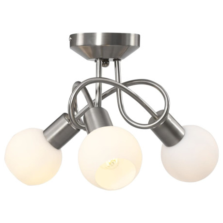 vidaXL Plafondlamp met keramieken bolvormige kappen voor 3xE14 wit afbeelding3 - 1