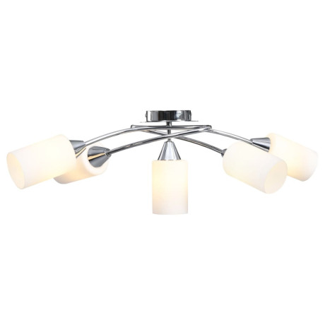 vidaXL Plafondlamp met keramieken cilindervormige kappen 5xE14 wit afbeelding3 - 1